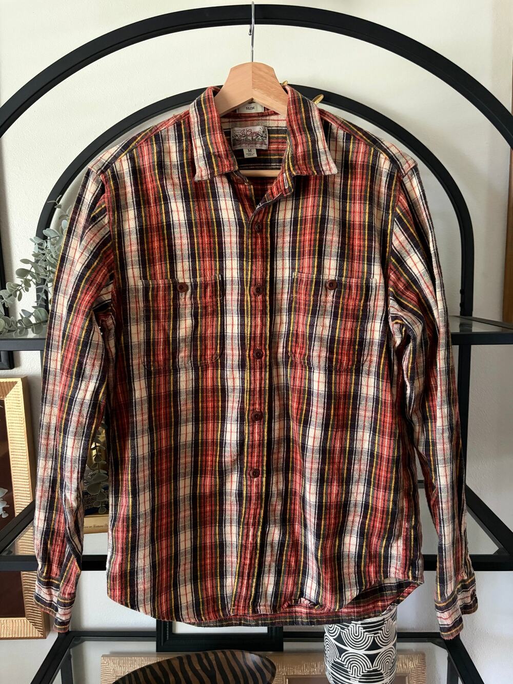 J.Crew Midweight Double Brushed Flannel Shirt Mens M Slim Plaid Workshirt